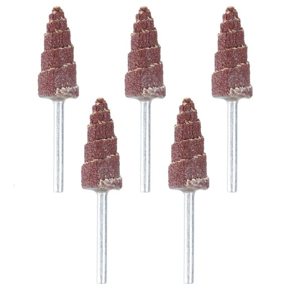 Tibvox 5Pcs Cone Shape Abrasive Sandpaper Deburring Flap Wheel Head for Grinding Polishing Deep Holes in Various Materials