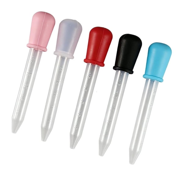 Tibvox 5Pcs Laboratory Silicone Liquid Dropper 5ML Graduated Pipettes For Transfering Liquid Oil Resin Mould and Jewelry Making