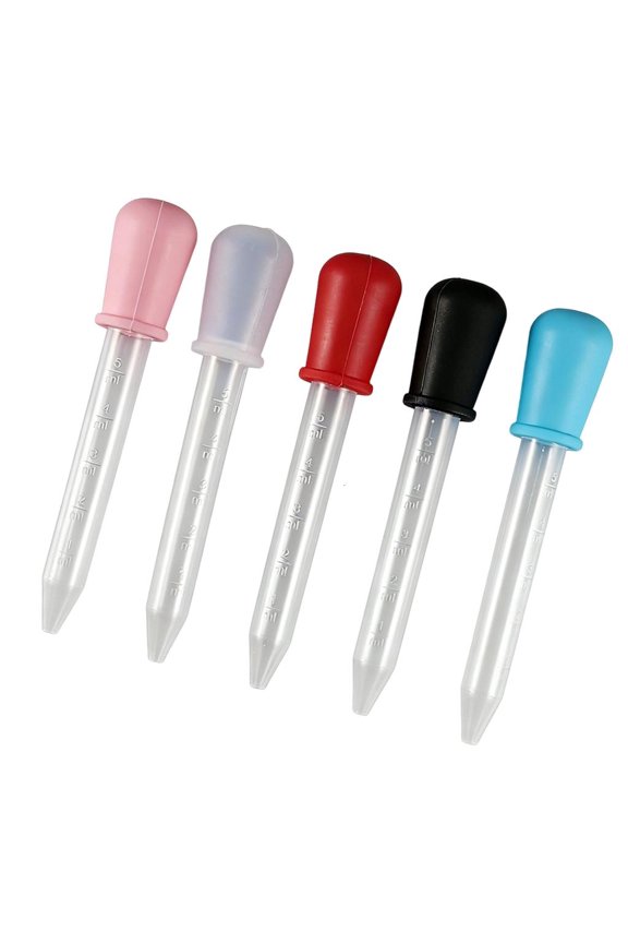 Tibvox 5Pcs Laboratory Silicone Liquid Dropper 5ML Graduated Pipettes For Transfering Liquid Oil Resin Mould and Jewelry Making