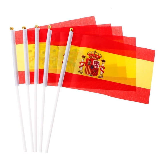 Tibvox 5Pcs Spanish Hand Waving Flags Spain for Crest Banners Sports Opening Outdoor De