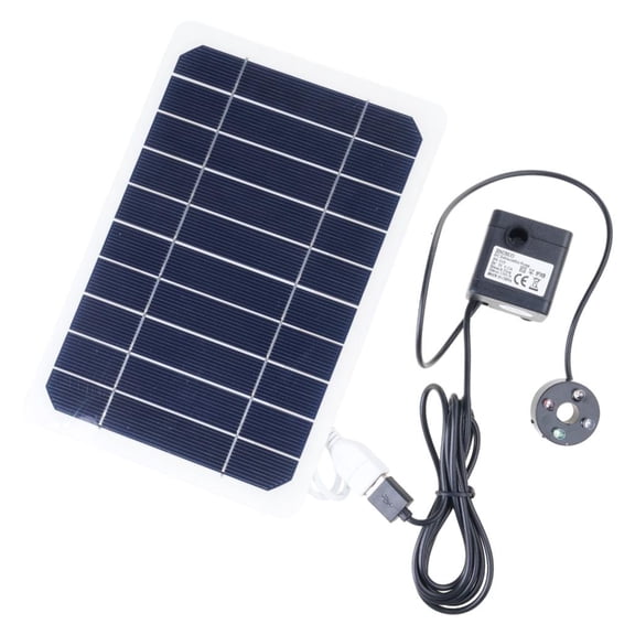 Tibvox 5V Solar Powereds Water Pump LED Light 6 Nozzle Option Portable Garden Fountains Pump
