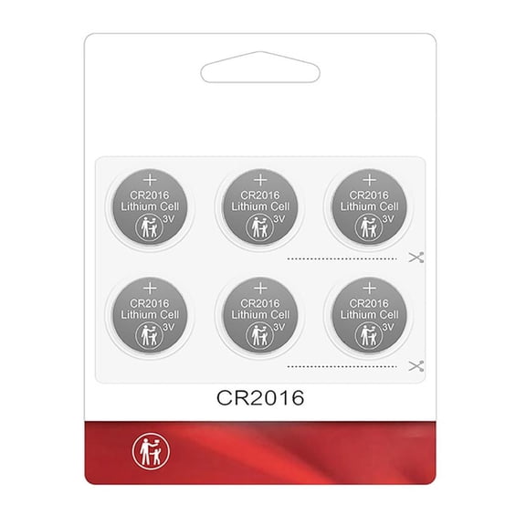 Tibvox 6Pcs CR2016 Button Cell Batteries 3V 75mAh Coin Cell Battery LongLasting