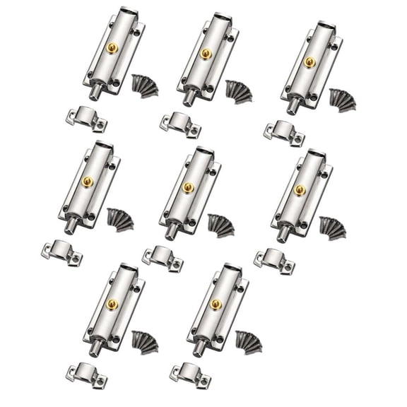 Tibvox 8Pcs Stainless Steel Automatic Spring Door Latches Bolt Antitheft Security Button Lock Door Hardware Easy to Install