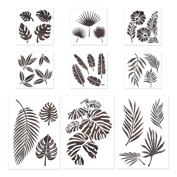 Tibvox 9X Flexible Herb Plant Stencils Flower Leaves Templates for DIY Art Projects