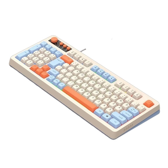 Tibvox ARGB Backlits Gaming Keyboard 98Keys USB Wire Keyboard Volumes Adjustment Knob