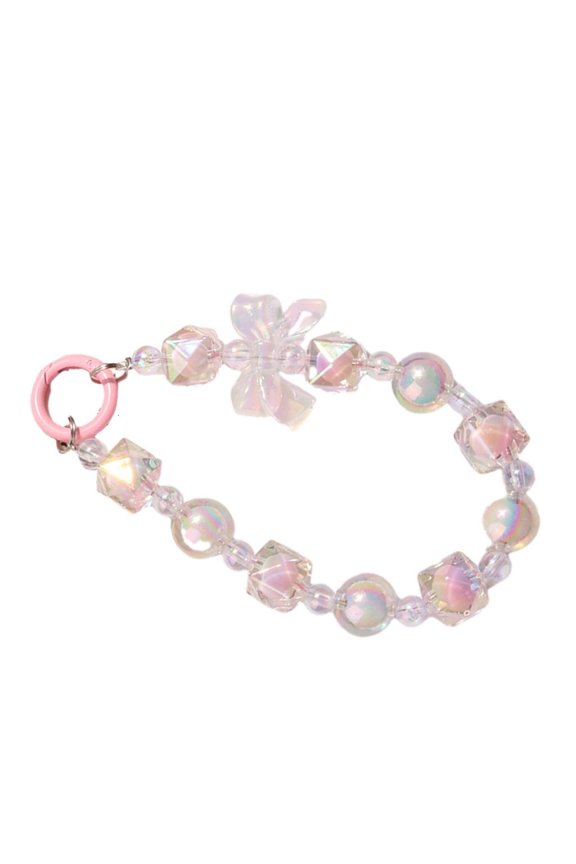 Tibvox Acrylic Phone Chain Pendant Beaded Telephone Lanyard Cellphone Rope Bracelet Fashion Keyring Keychain For Women Jewelry