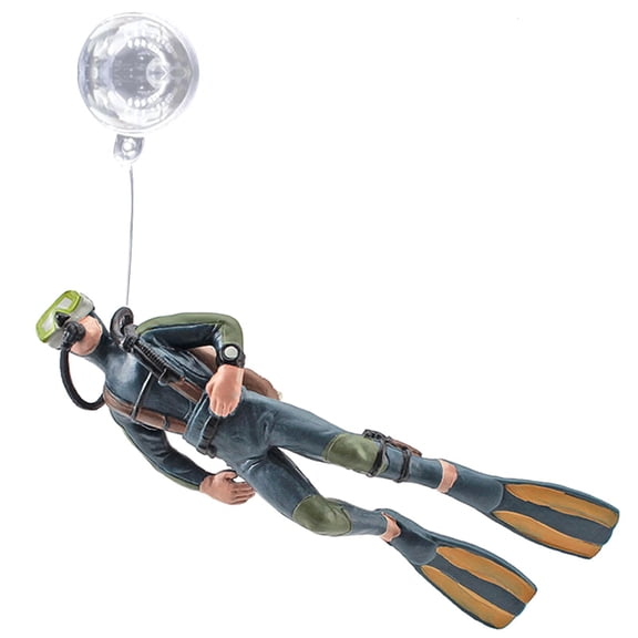 Tibvox Aquarium Resin Decorations Floating Diver for Fish for Tank Aquatic Pet Supplies