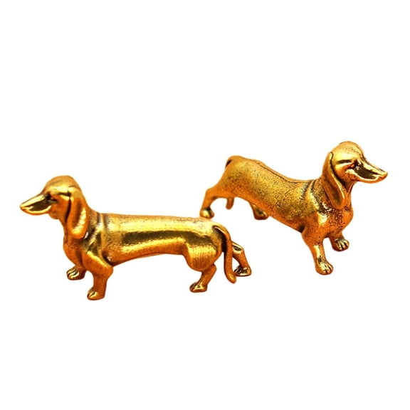 Tibvox Brasses Dachshund Miniature Figurine Ornament Decorative Art Piece Desk Display