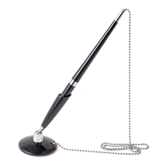 Tibvox Business Counter Pen Set with Ball Chain Adhesive Bottom Prevent Pen Loss Counter Security Pen, Pen Holder Desktop Pens