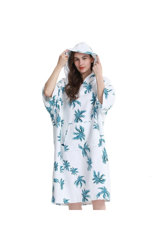 Tibvox Changing Robe, Microfibre Light Weight Changing Towel Poncho Hoodied Robe for Surfing Swimming Wetsuit Beach Changing