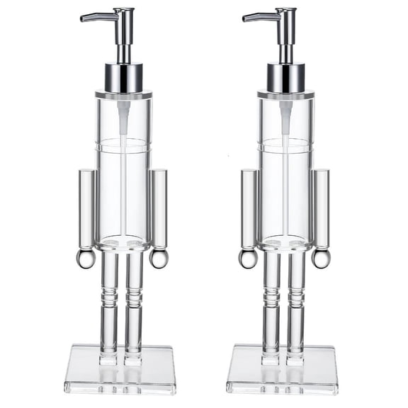 Tibvox Christmas Nutcrackers Theme Soap Dispenser Press Pump Soap Bottle with Clear Body