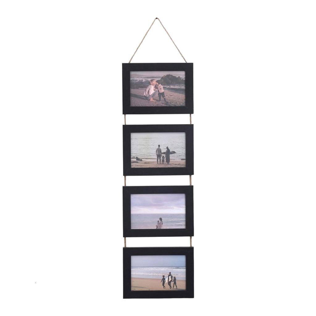 Tibvox Collage Picture Frames,4 Openings Hanging Photo Frame Set Display Horizontal Pictures for Wall Decors,4×6inch Photo
