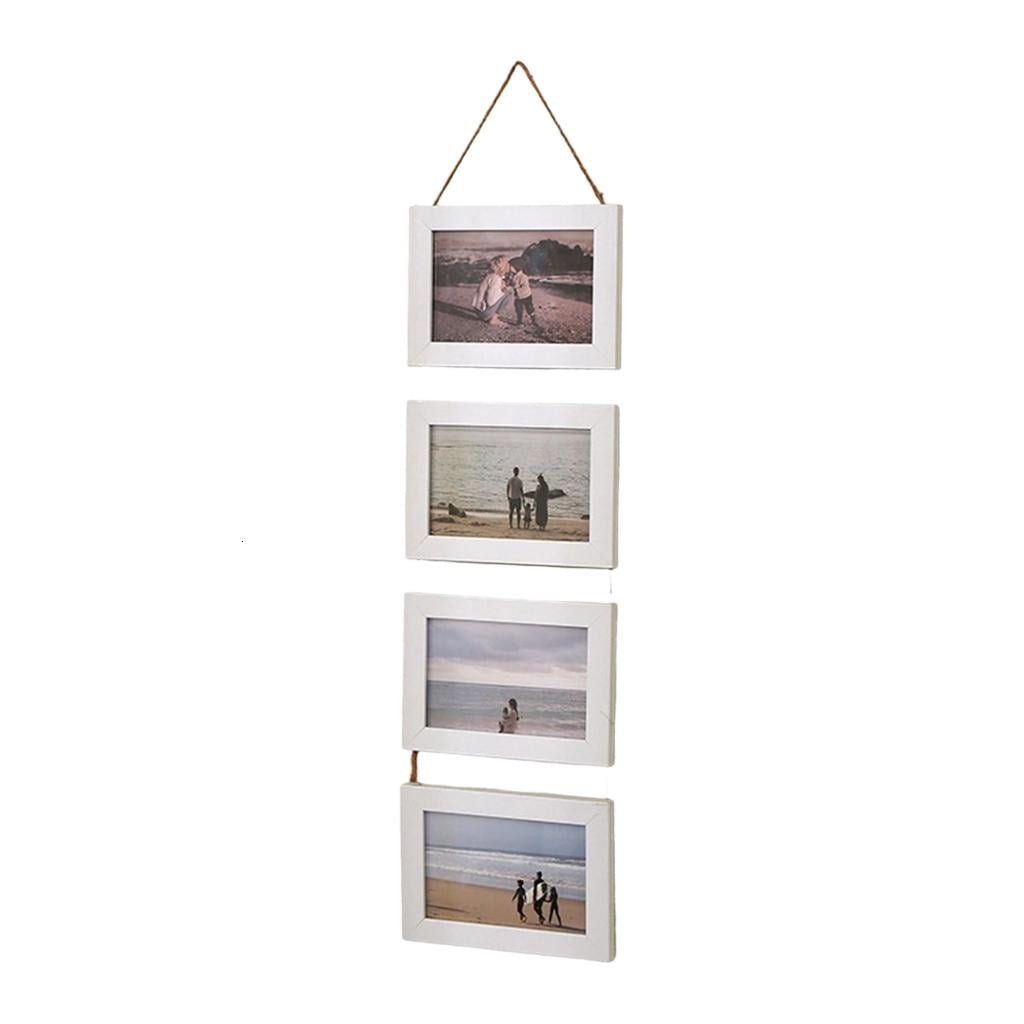 Tibvox Collage Picture Frames,4 Openings Hanging Photo Frame Set Display Horizontal Pictures for Wall Decors,4×6inch Photo