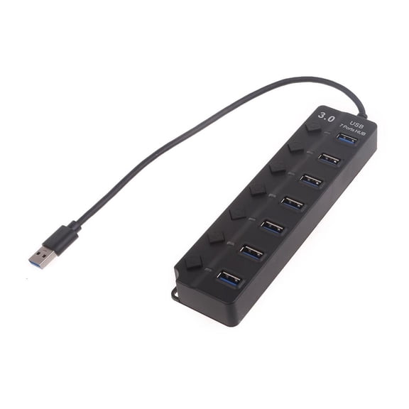 Tibvox Compact 1 to 7 Port USB3.0 Hub USB Port Expander with On Off Individual Switchs