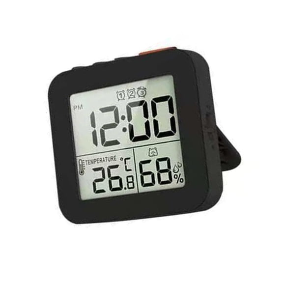 Tibvox Compacts Folding Alarm Clock 3 Alarms Travel Clock With LCD Display Temperature Humidity Monitor Battery Operated
