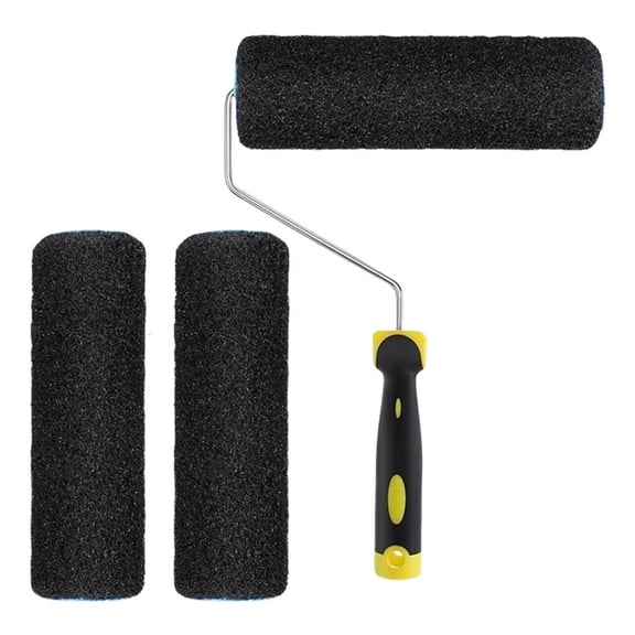 Tibvox Complete Painting Set With 3 Drywall Texture Rollers and Roller Frame Convenient for Wall Surfaces Finishes Daily Use