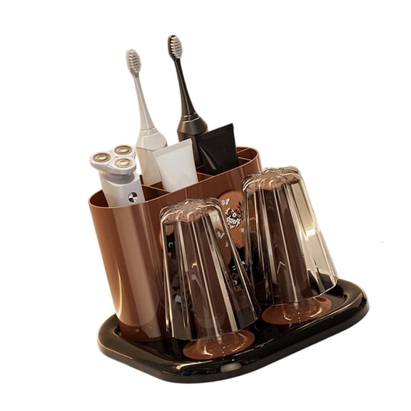 Tibvox Convenient Bathroom Toothbrush Holder and Cup Set for Countertop Organization