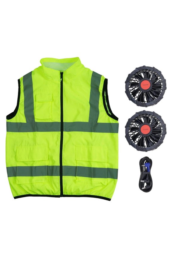Tibvox Cooling Vest Jacket with 2 Fans Lightweight Air Conditioner Vest Reflective Ice Vest for Women and Men Cooling Workwear