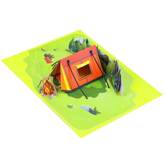 Tibvox Creative 3D Popup Camping Tent Greeting Card with Envelope Handmade Invitation Card for Birthday Parties Present Card
