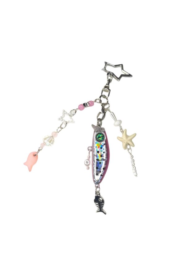 Tibvox Creative Gift for Fishing Lovers Keychain with Sea Star and Beads Key Holder Gift For Anglers And Outdoor Adventurers