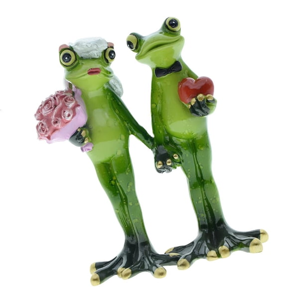 Tibvox Cute Frogs Couple Statue With Romantics Design Resin Animal Figurine Decors For Patios Poolsides Home Garden Ornament