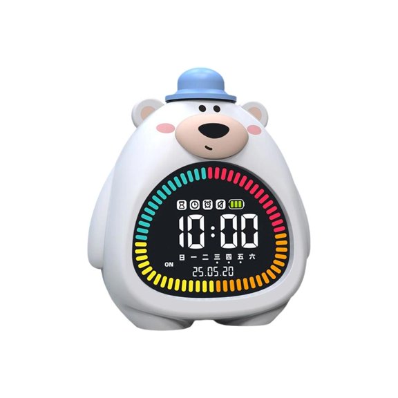 Tibvox Cute Silicones Bear Nightlight Digital Alarm Clock Visual Timer Rechargeable