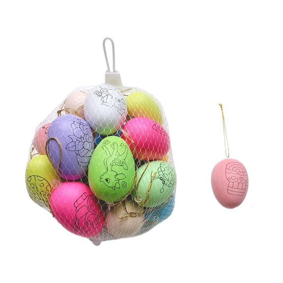 Tibvox DIY Plastic Easter Egg Kit 20 Pcs Handmade Color Painted Eggs Crafts Supplies for Kid Kindergarten Children Hand Make