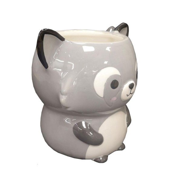 Tibvox Decorative Ceramic Mug Adorable Raccoons Shape Drinking Cup for Coffee Tea Milk