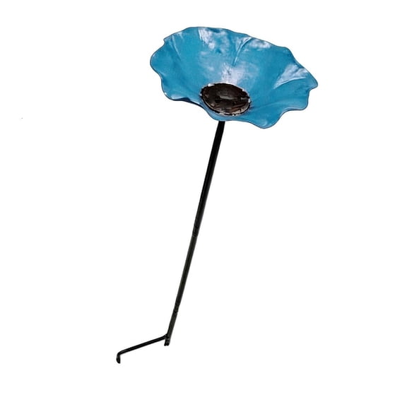 Tibvox Decorative Iron Flower Sculpture Bird Bath And Bees Drinking Station Outdoor