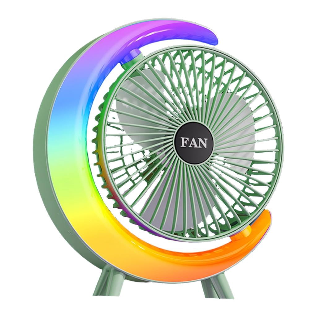 Tibvox Desk Fan Quiet Portable Tabletop Adjustable 3 Speed Fan with LED Light for Home Outdoor Travel School Kitchen Bedroom