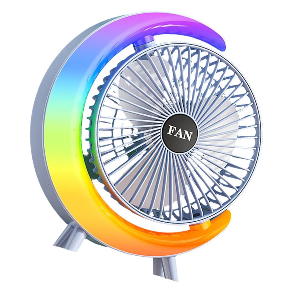Tibvox Desk Fan Quiet Portable Tabletop Adjustable 3 Speed Fan with LED Light for Home Outdoor Travel School Kitchen Bedroom
