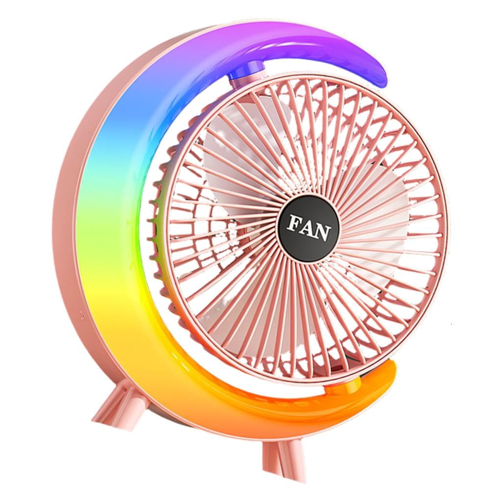 Tibvox Desk Fan Quiet Portable Tabletop Adjustable 3 Speed Fan with LED Light for Home Outdoor Travel School Kitchen Bedroom