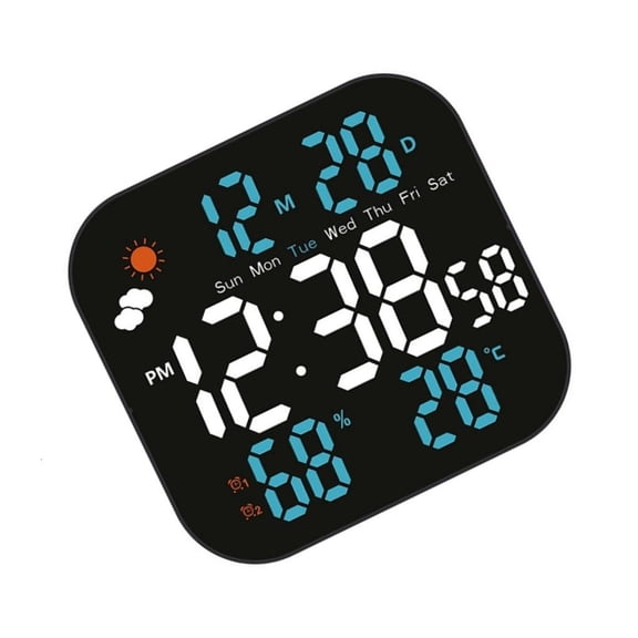 Tibvox Digital Weather Clock with Date and Day of Week Desk Clock Bedroom Alarm Clocks