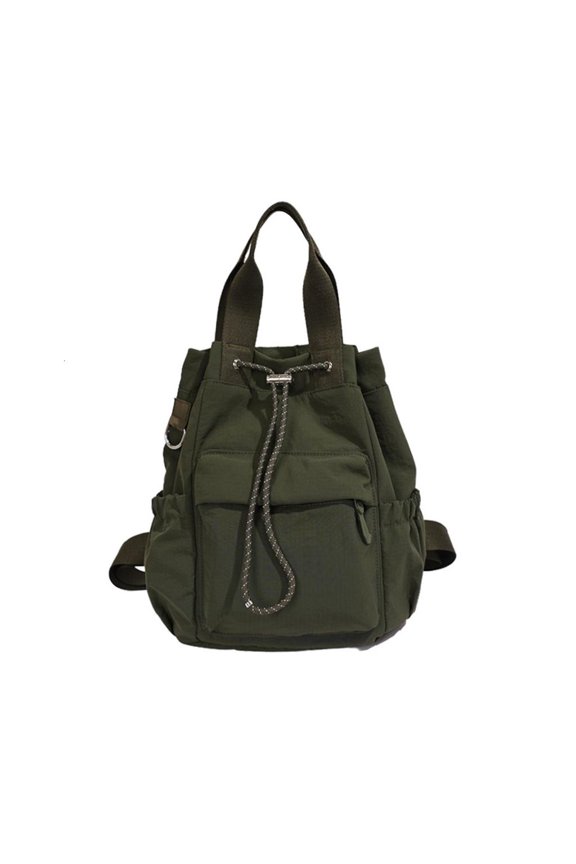 Tibvox Drawstring Bucket Bag with Nylon Shell, Shoulder Crossbody Wear and Front Pocket Layout for Shopping Day Use Daily