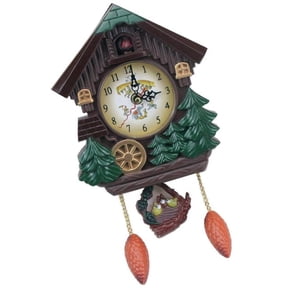 Tibvox Educational Cuckoo Sound Wall Clock Pendulum Clock Battery Operated for Kid Room