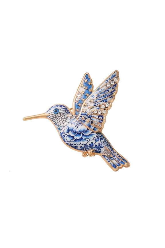 Tibvox Elegant Enamel Hummingbird Brooch For Women Animal Jewelry Accessories Party Gifts