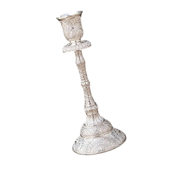 Tibvox Elegant European Engraved Pattern Taper Candle Holders Antique Metal Candlestick Candelabra For Table Centerpieces