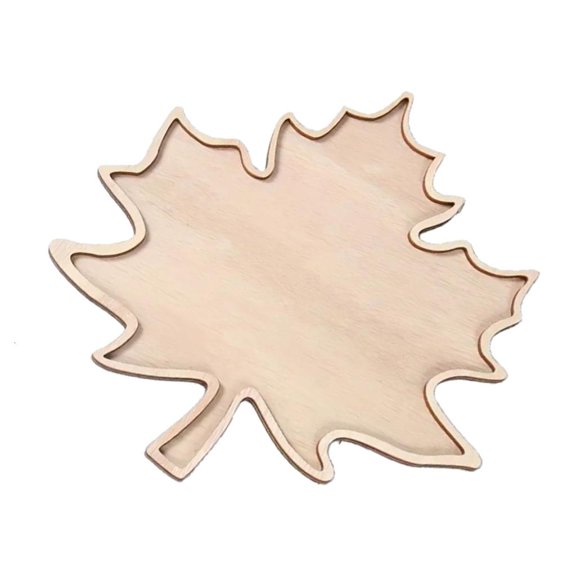 Tibvox Elegant Maples Leaf Shape Serving Plate Grooved Edges Solid Wood Christmas Partyware for Snacks Appetizers