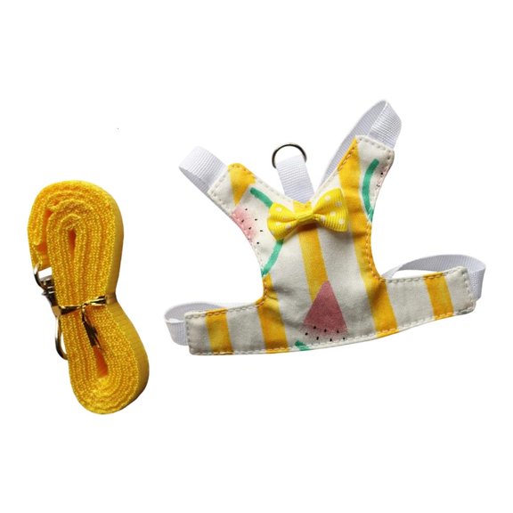 Tibvox Fashion Pattern Print Pet Harness Rope for Small Animals Squirrels Easy Wear Vest for Walking Training Outdoor Activity