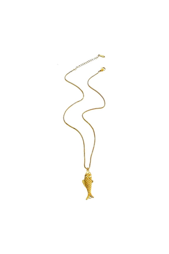 Tibvox Fashionable Fish Necklace Stainless Steel Adjustable Chain Jewelry Accessory