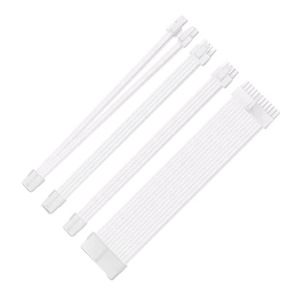 Tibvox Flexible Power Supply Sleeved Cable, 18AWG Power Extension Cable Set 1x24Pin/1x4+4 CPU /2x6+2Pin PCIE GPU Cord 30cm