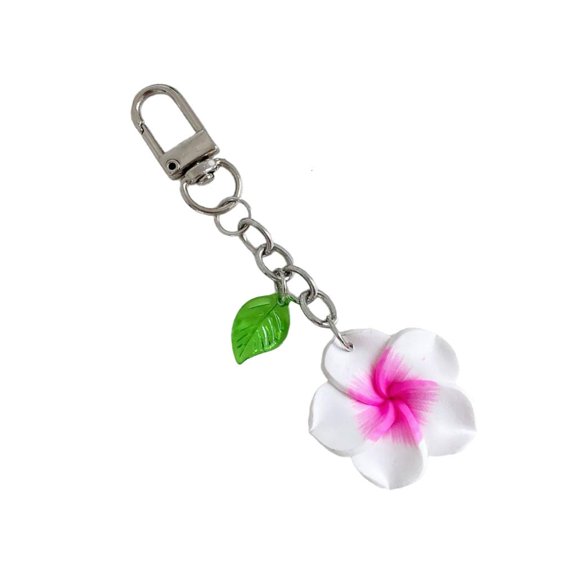 Tibvox Flower Key Ring Heat Resistant Frangipani Keychain Accessory Birthday Present