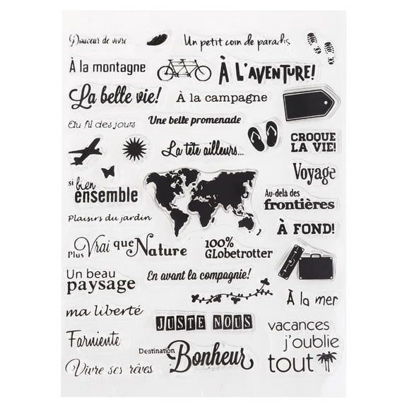 Tibvox French Word Pattern Silicone Clear Stamp Exquisite Seal Transparent Stamper