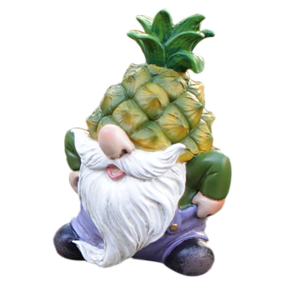 Tibvox Fruit Gnomes Figurine Durians Gnomes Ornament Resins Pineapples Gnomes Statues for Bedroom Shelf Yard Decorations