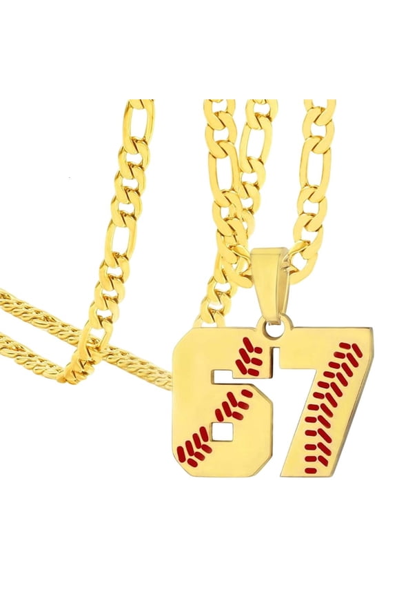 Tibvox Fun 67 Number Charm Necklace Corrosion Resistant Stainless Steel Clavicle Chain Accessory for Social Event