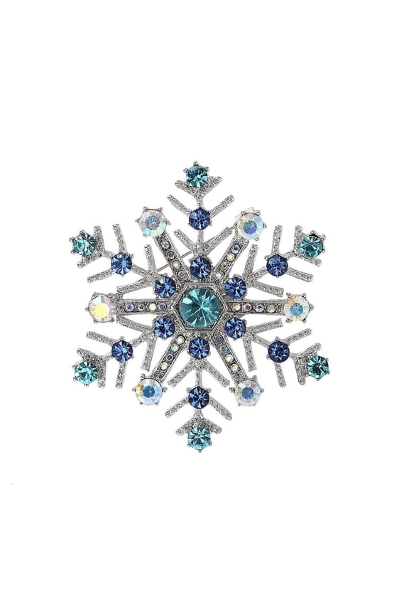 Tibvox Glittering Rhinestones Snowflake Alloy Safety Lapel Pin Festive Winter Brooch For Jacket Bag or Scarf Styling
