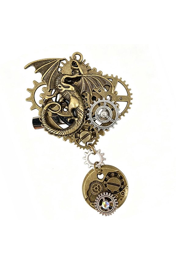 Tibvox Gothic Industrial Style Brooch Steampunk Wing And Gears For Cosplay Outfit