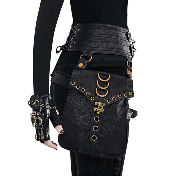 Tibvox Gothic Waist Bag Phone Pouches Fanny Pack Punk Belt Bag for Fashion Traveler