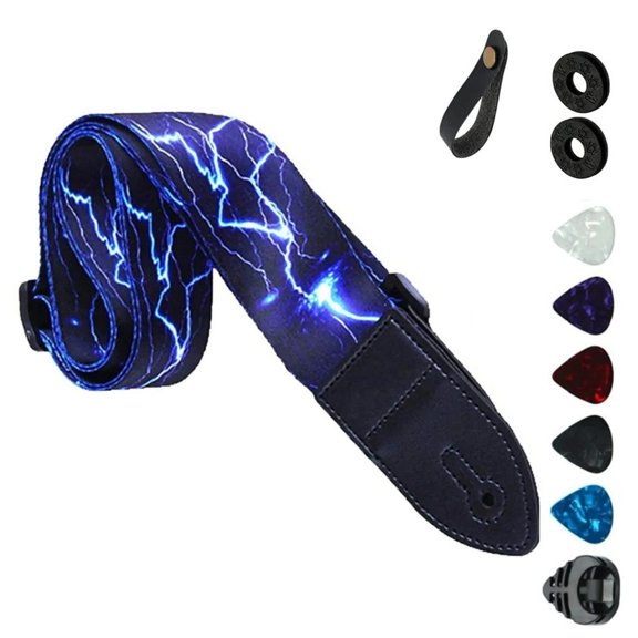 Tibvox Guitar Strap With Leather Ends Adjustable Nylon for Bass and Classical Guitars