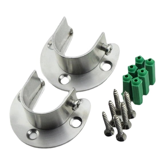 Tibvox Heavy Type Stainless Steel Round Tube Brackets Wardrobe Rail Brackets For Wall Ceiling Mounted Clothing Curtain Towel Rod